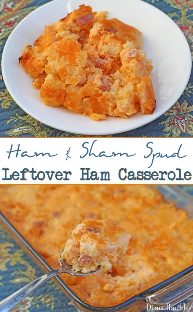 Ham & Sham Spud Leftover Ham Casserole Recipe - Looking for a recipe for leftover ham from Easter? Try this cheesy Ham Sham Spud Leftover Ham Casserole that is made with cauliflower instead of potatoes.