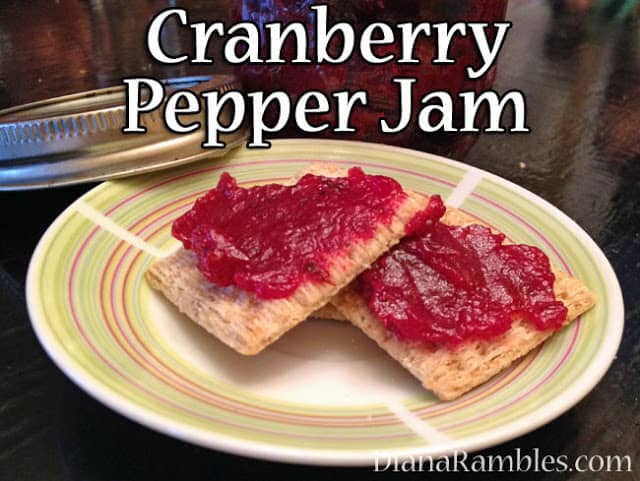 Cranberry Pepper Jam Recipe - Here is a fresh cranberry jam made with jalapenos that goes with crackers, in sandwiches, or as a dip.