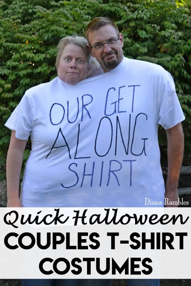 Simple Tshirt Couples Halloween Costumes - Need a last minute Halloween costume? Check out these quick and simple couples Halloween costumes that will be a hit at any party!