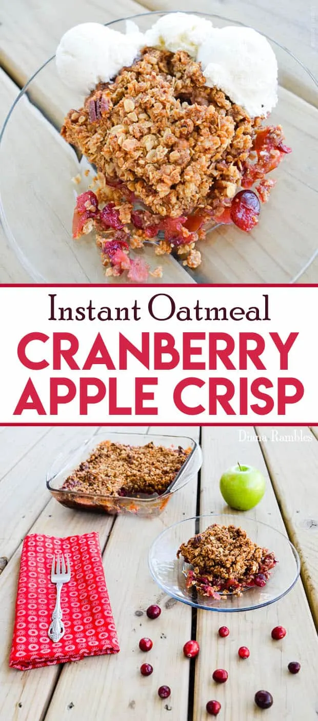 collage of apple cranberry cobbler with text