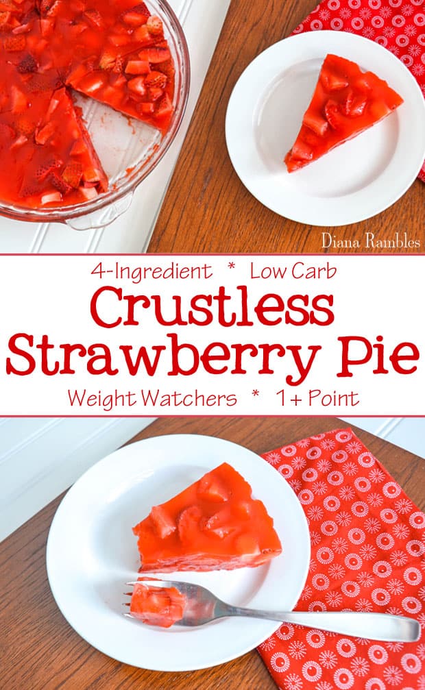 Low Carb Crustless Strawberry Pie Recipe - Looking for a delicious low carb dessert recipe? Check out this Crustless Strawberry Pie that is made with 4 simple sugar-free ingredients. It's 1+ point on Weight Watchers. #lowcarb #WW #1point #strawberry #pie