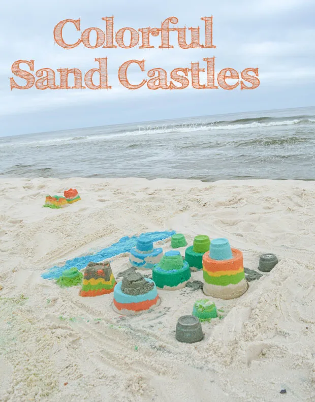 colorful sand castles on the beach