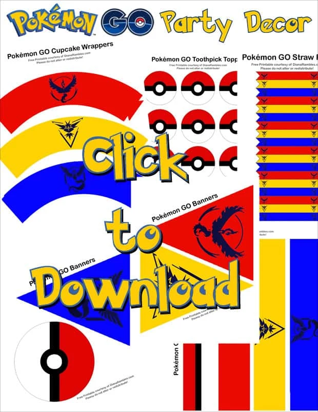 Free Pokémon GO Party Printables