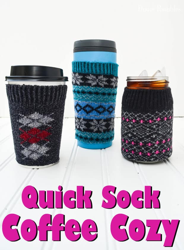 DIY Sock Coffee Cozy - Create this coffee cozy with an old sock in under a minute. No crafting skills are required!
