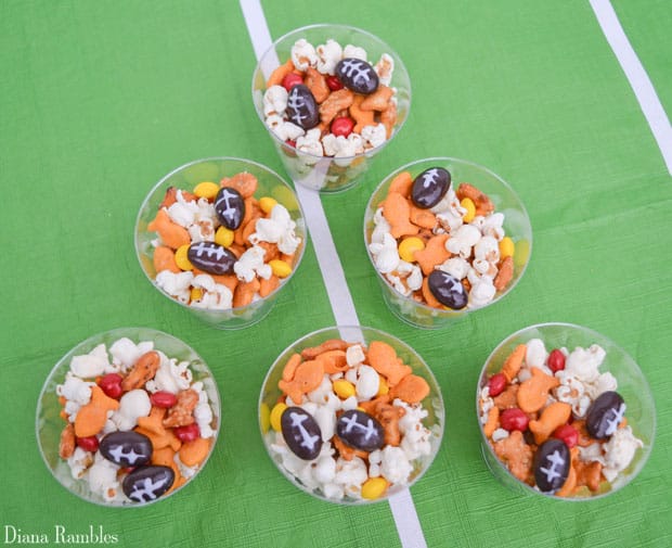 close up of football snack mix