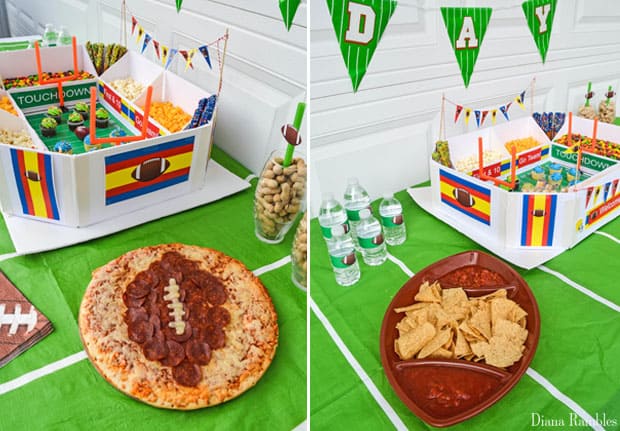 collage of football party food