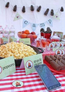 Camping Party Movie Night with Free Campfire Printables