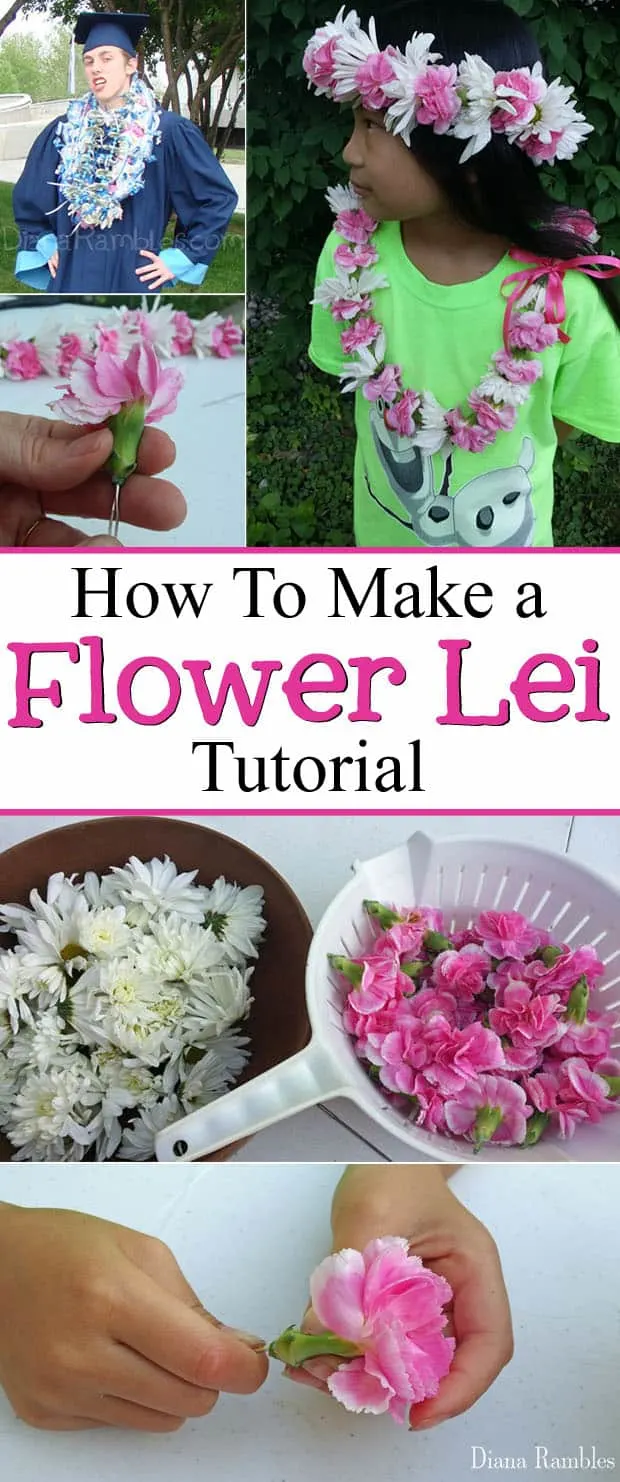 How to Make a Flower Lei Tutorial - Making a flower lei is much easier than it looks. See how I made a floral necklace with fresh flowers. Great for graduation, mothers day, or weddings.