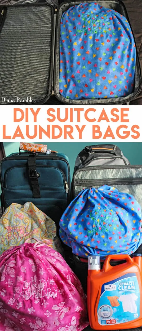 DIY Personalized Suitcase Laundry Bag Sewing Tutorial - What is the best way to do laundry while traveling? Use a Suitcase Laundry Bag for each person. This travel wash bag is like laundry to go for travelers. #travel #suitcase #laundry #luggage