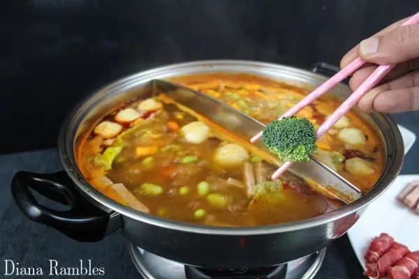 add vegetables to hot pot
