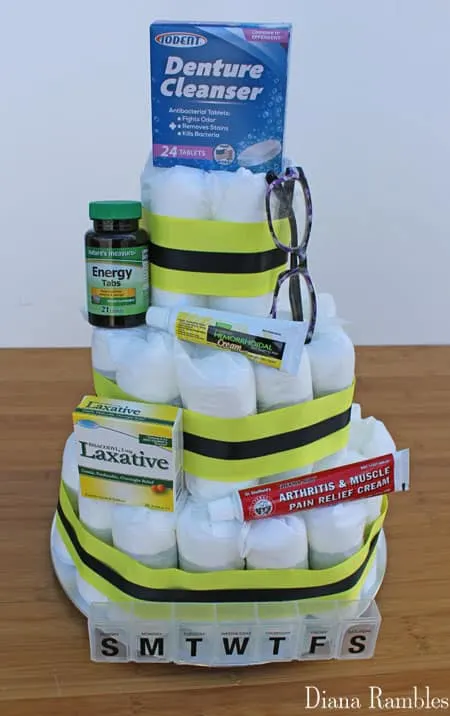 add decorations to the Adult Diaper Cake