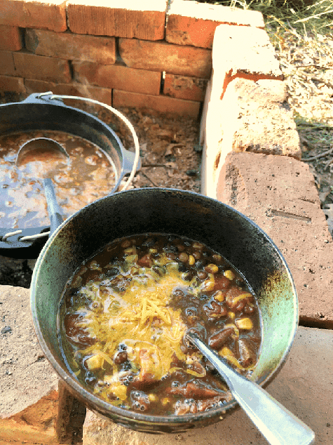taco soup cooked while camping