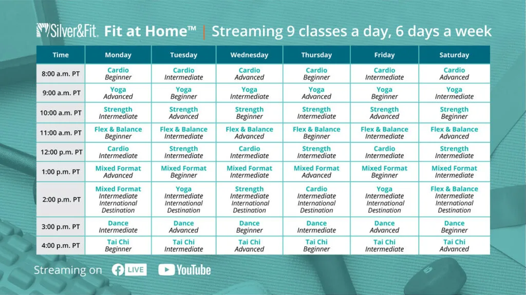 online exercise class schedule