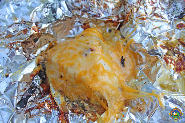 chicken with cheese in a foil packet