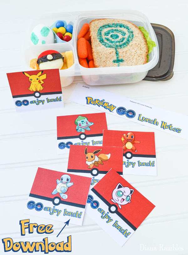Pokemon Bento Lunch with notes