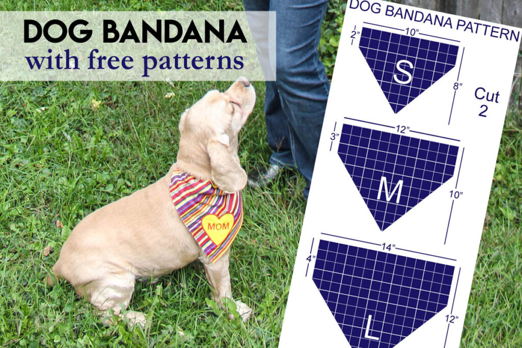 Dog wearing a bandana with dog bandana template