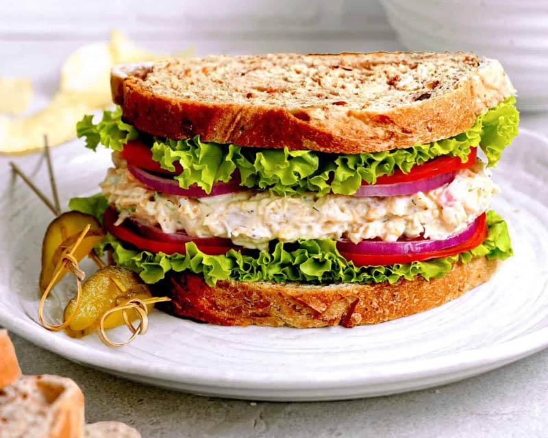 vegan tuna sandwich on a plate