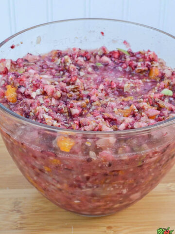 Fresh Cranberry chutney in a glass bowl