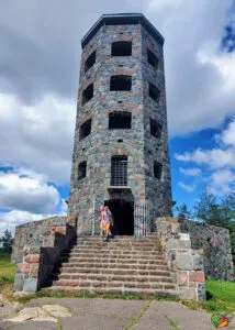 2 people exiting Enger Tower Park in Duluth