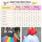 tulle chart for tutu with 2 photos of women wearing tutus
