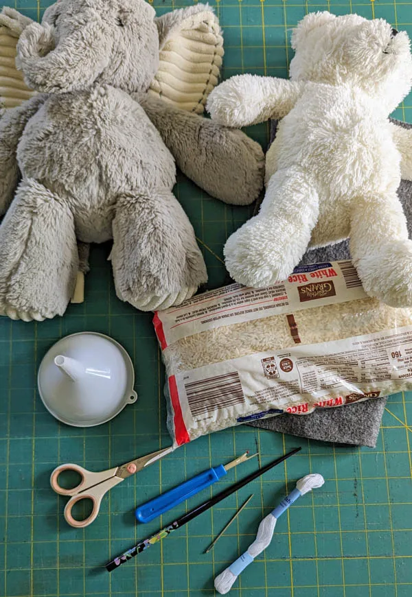 Supplies to Make a Rice Filled Stuffed Animal