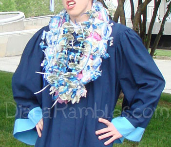 graduate wearing many Hawaiian leis