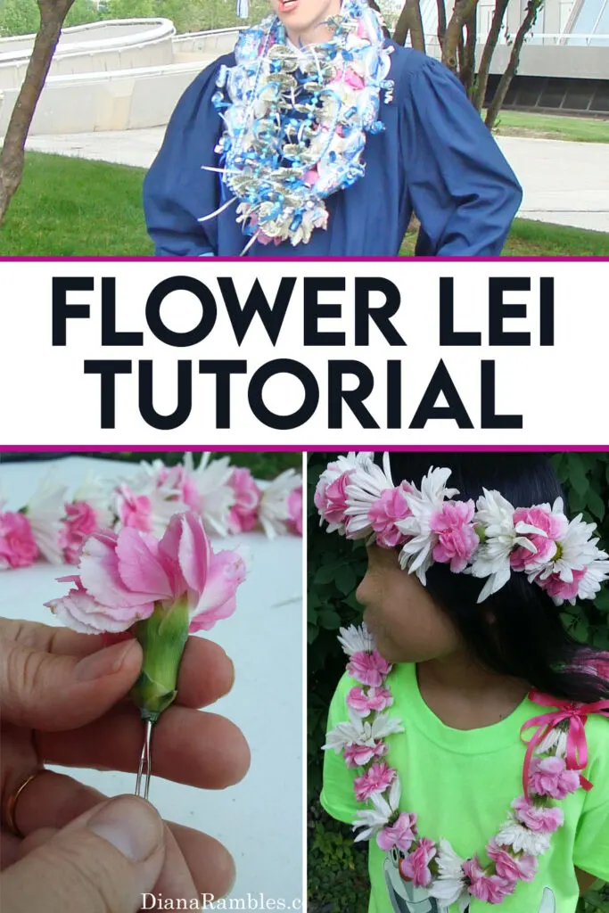 collage with flower leis